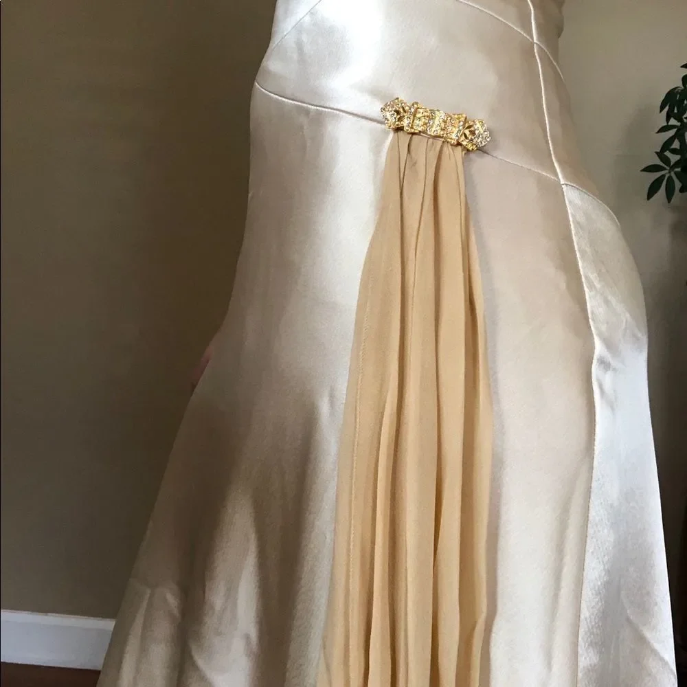 VINTAGE Allen Schwartz gold satin dress | Gatsby 20s 30s - Picture 6 of 14